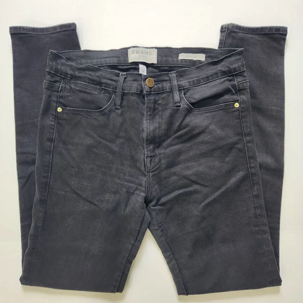 FRAME Denim Le High Skinny Jeans Size‎ 28 Black Vian Stretch USA Made